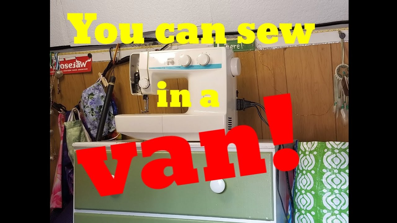 A sewing machine in a van!
