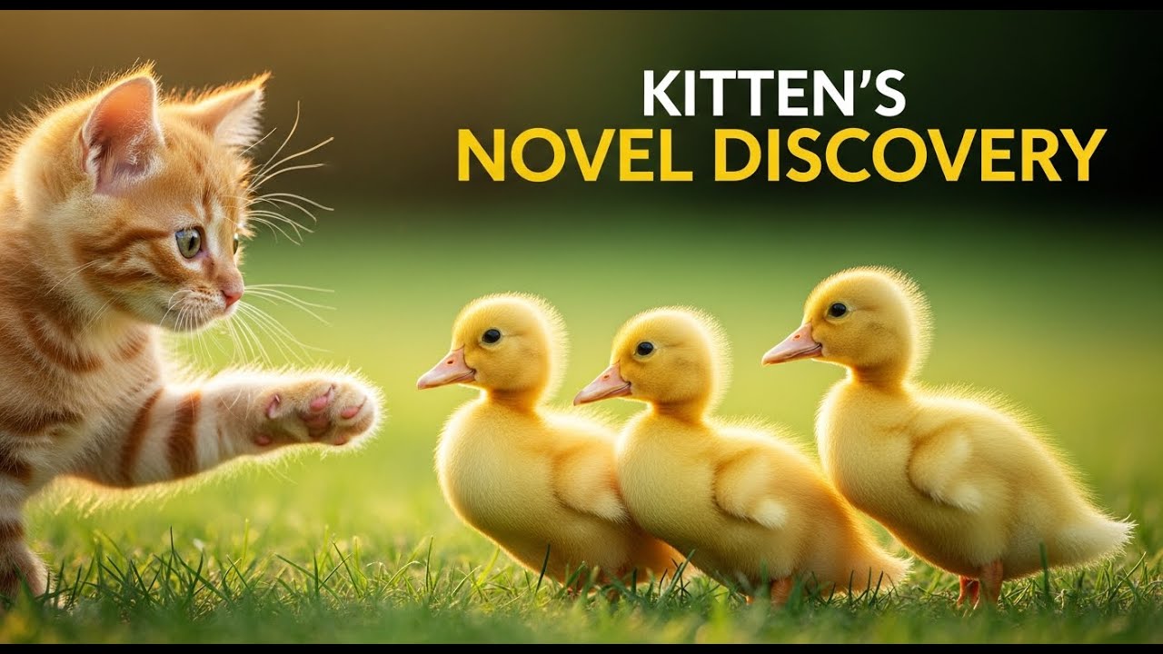 Kittens Learn to Dance with Ducks 2(Part 1)|The first meeting between a cat and a family of ducks🐱🦆✨