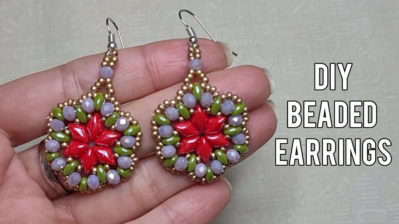 Simple Earrings using Superduo and Gemduo Beads / DIY Jewellery making Tutorial 💯