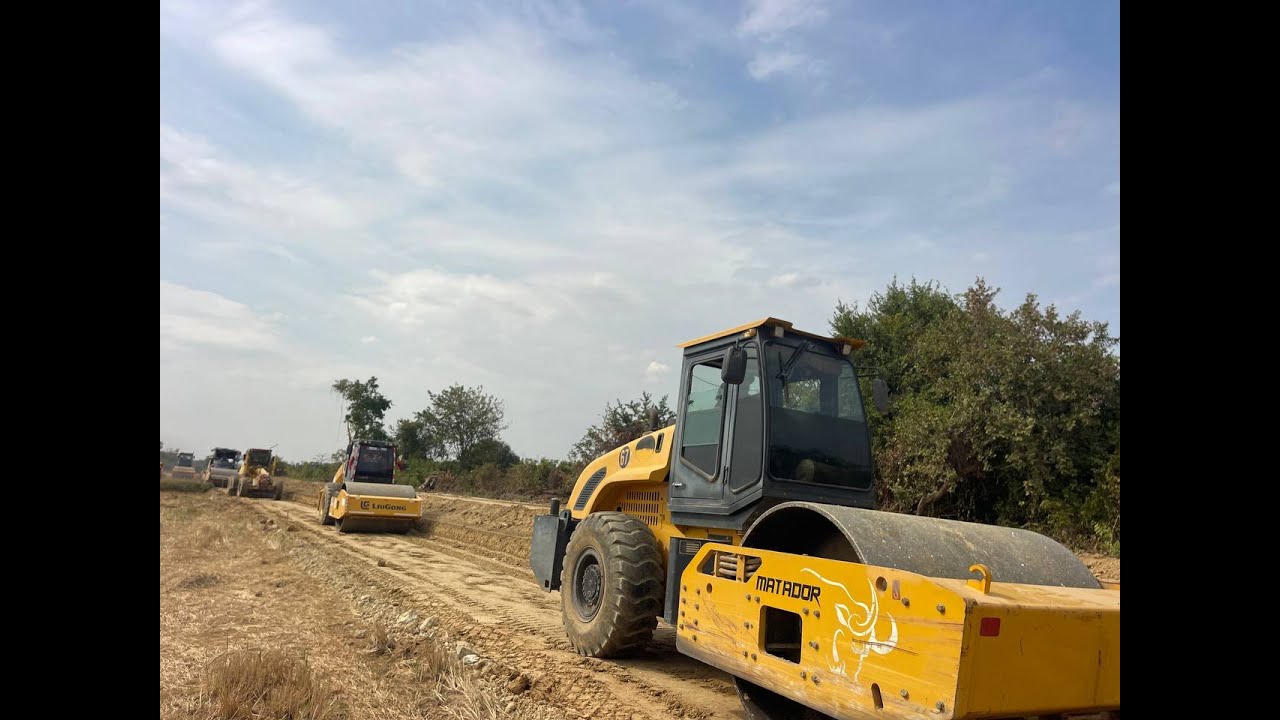 Today leveling and compaction for Embankment