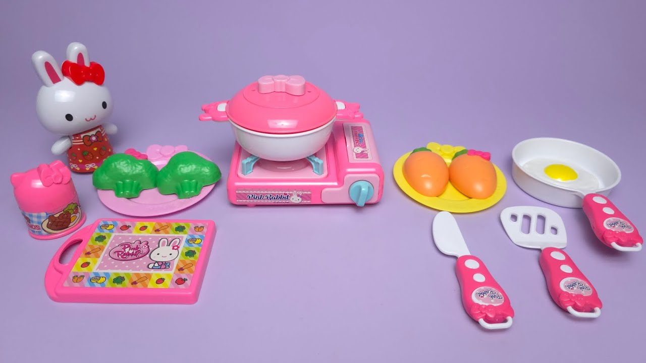 4 Minutes Satisfying With Unboxing Pink​ Rabbit Kitchen Set ASMR (No Music) 