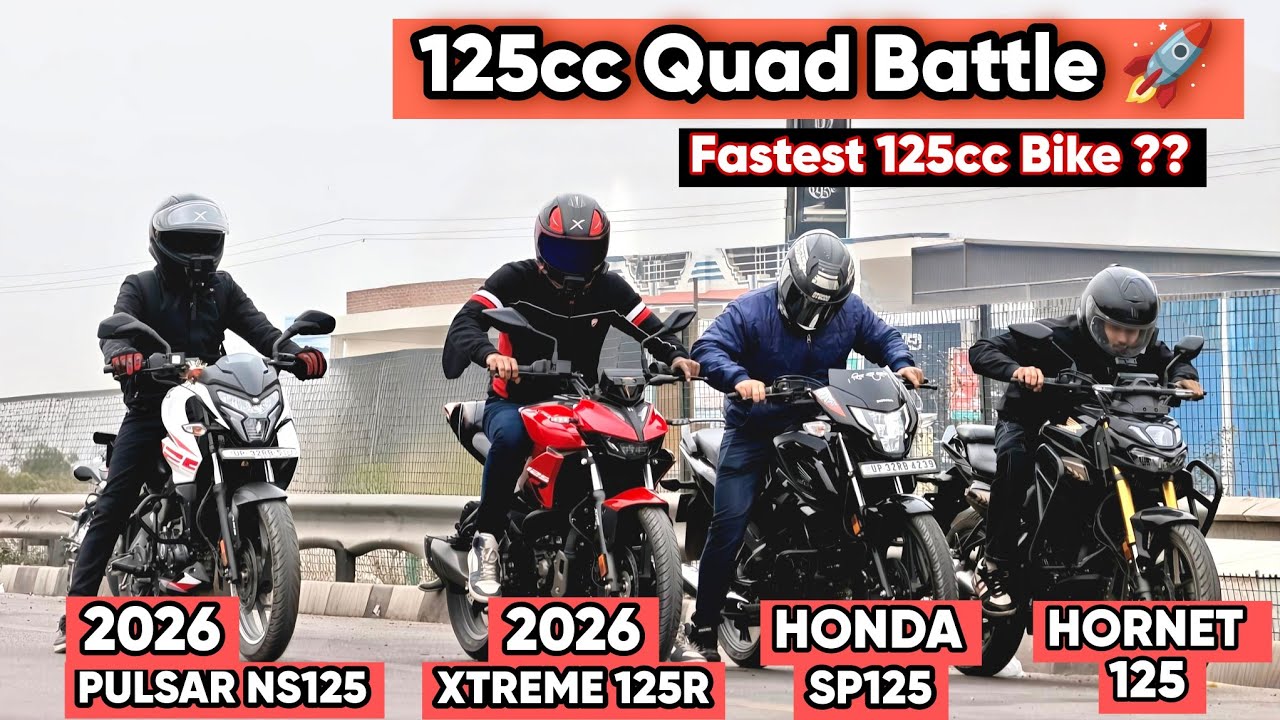 Pulsar NS125 Vs Hornet 125 Vs Honda SP125 Vs Xtreme 125R | 125cc Quad Battle🚀