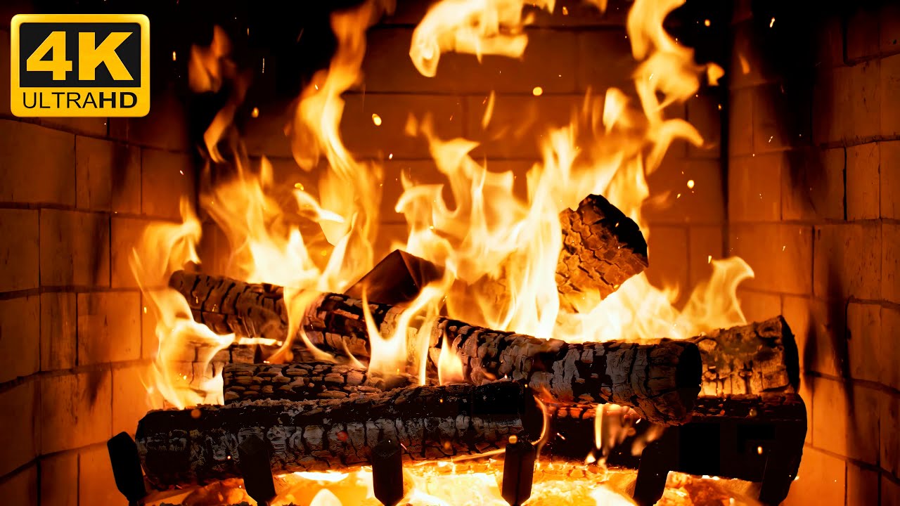 🔥 КАМИННАЯ МЕЧТА, 12 ЧАСОВ, ЗВУКИ ОГНЯ И МЕРЦАНИЕ ДЛЯ ГЛУБОКОГО СНА (Fireplace 4K)