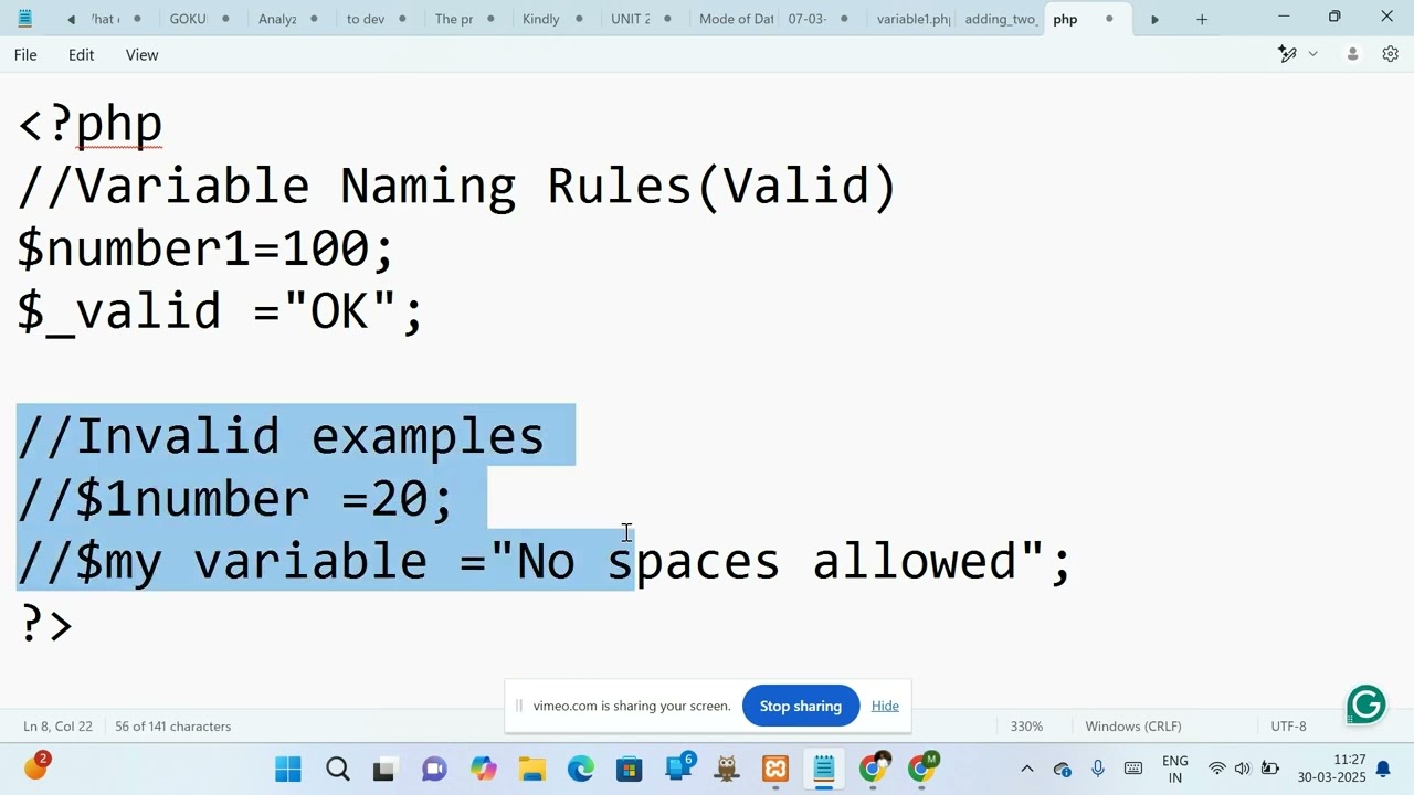 PHP variable programs Learn with examples