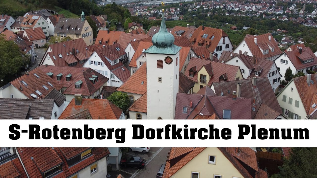 STUTTGART (D)-Rotenberg, ev. Dorfkirche, Vollgeläut (Außenaufnahme)