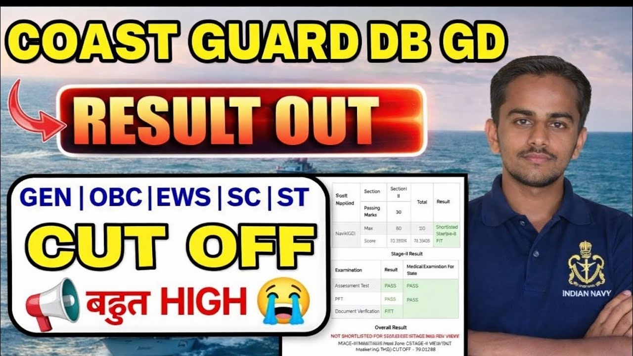 Indian Coast Guard Result 2026 Out 📢 | Coast Guard DB GD Result Cut Off 2026 बहुत हाई गई 😭