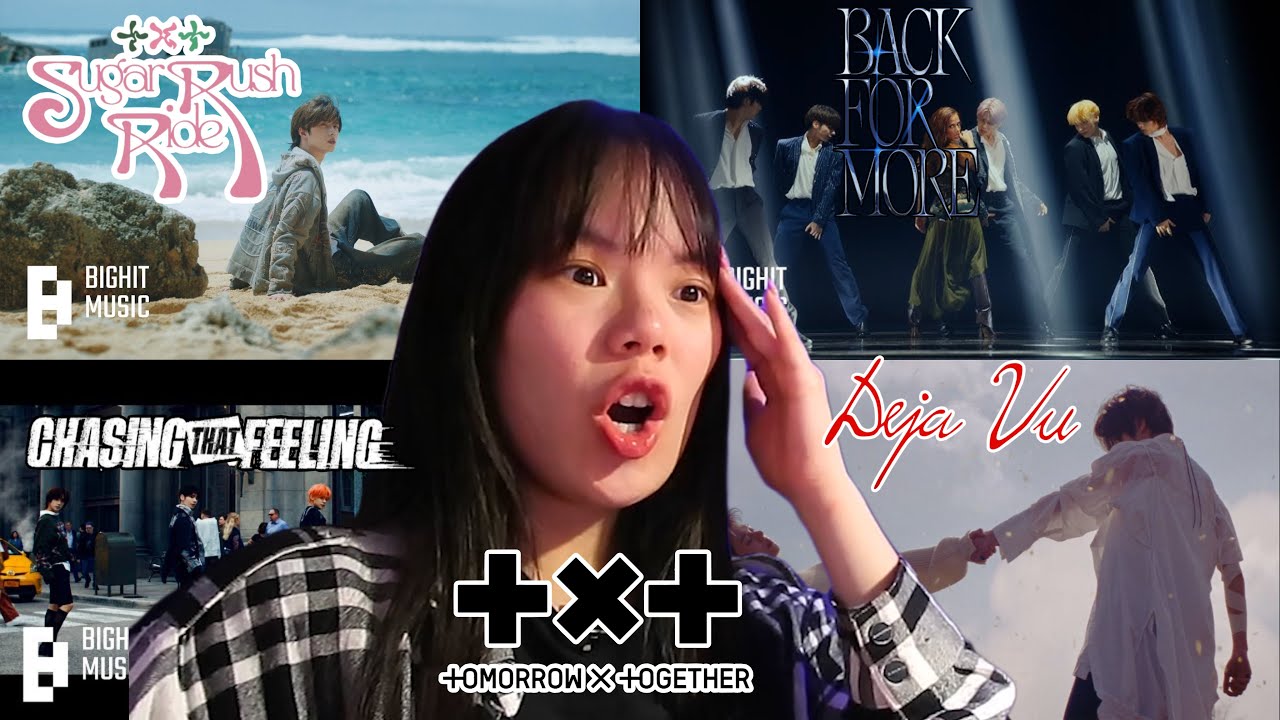 1st Time Reacting to TXT (Sugar Rush Ride, Back For More ft. Anitta, Chasing that Feeling & Deja Vu)