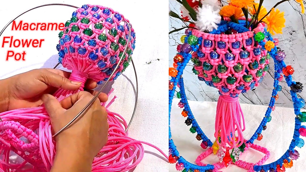 Macrame Flower Pot/ How To Make Macrame Flower Pot/Easy Macrame Flower Pot/मैक्रम फूलदान