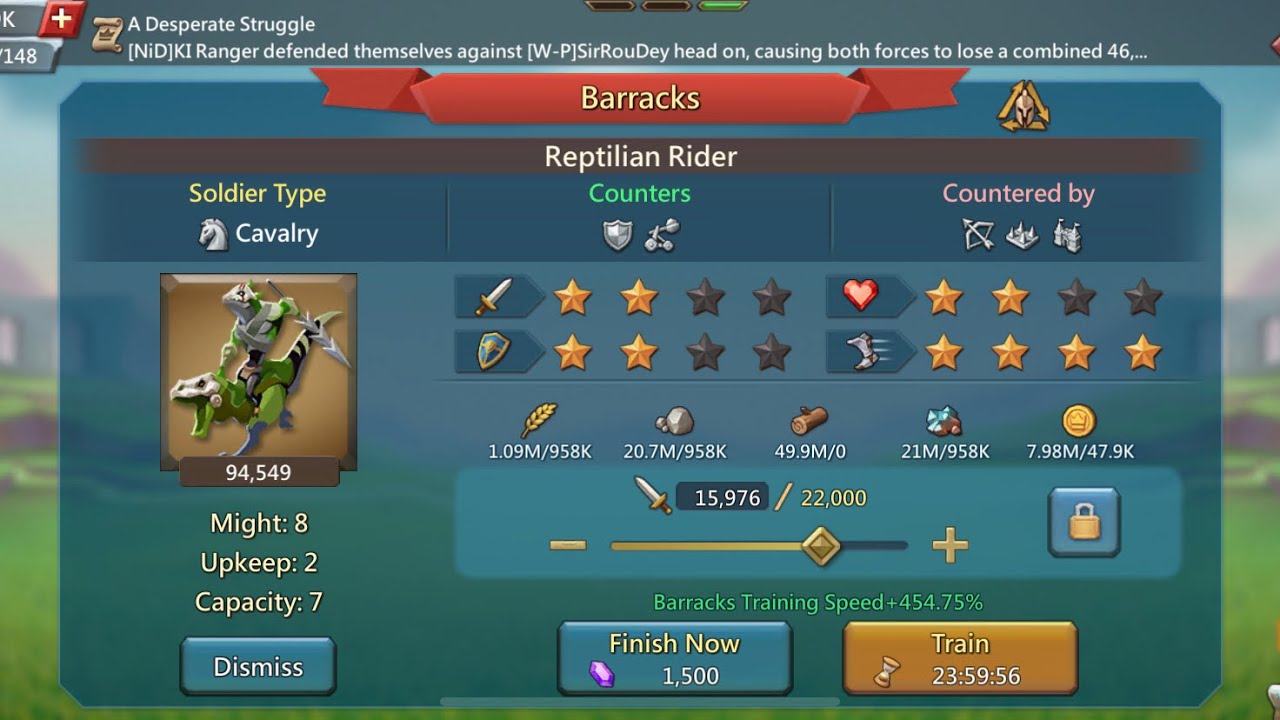 Lords mobile: how to get a very high training speed