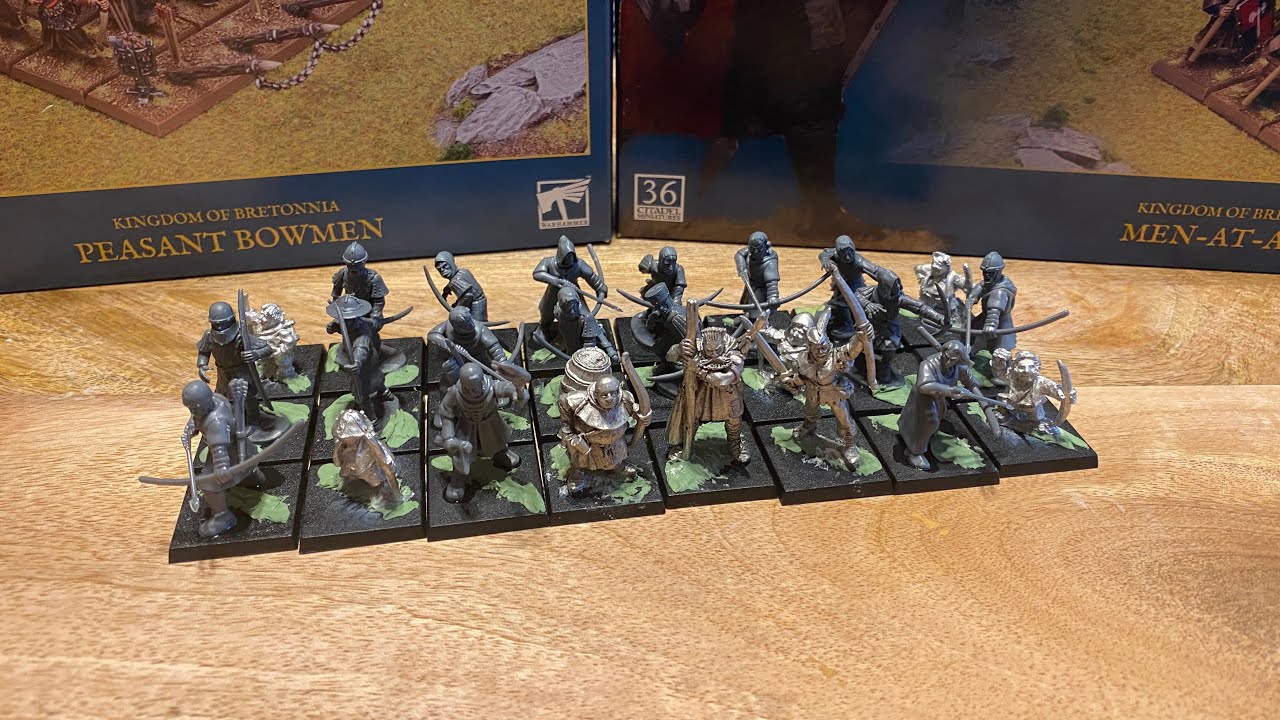 Making Bretonnian Squires from proxy miniatures, by kitbashing and using head swaps from GW plastics