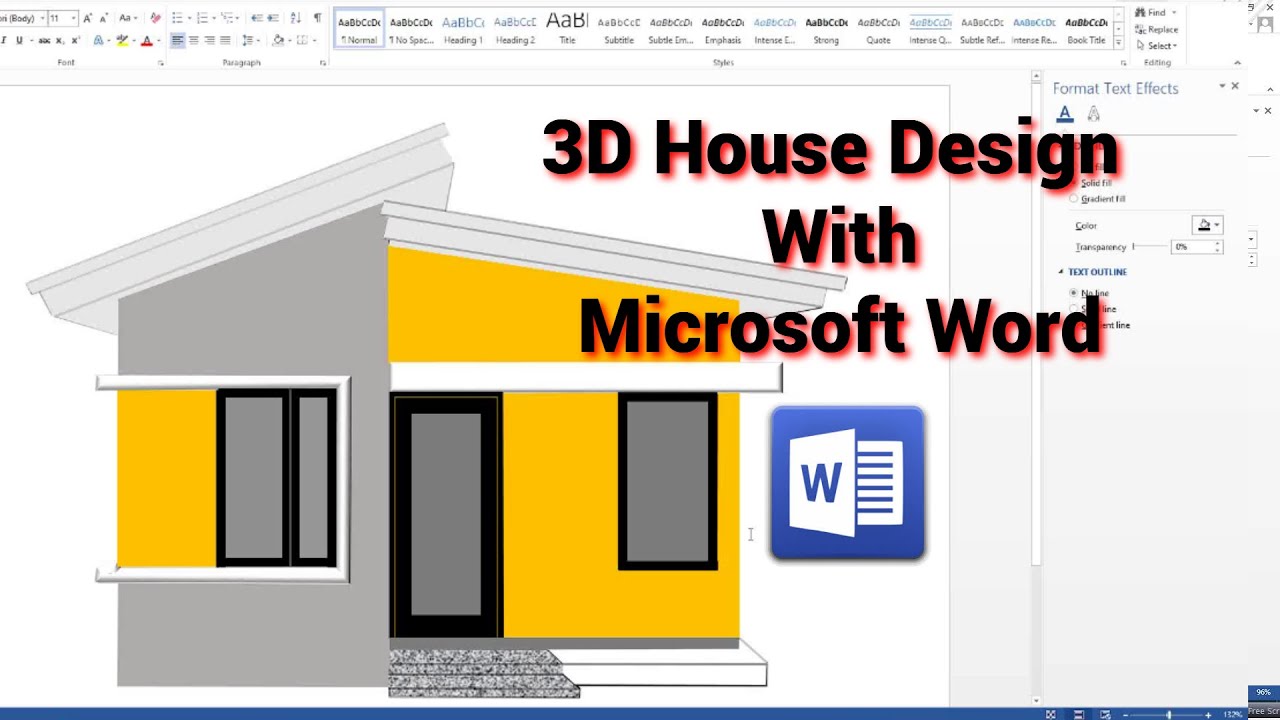 MS WORD: 3D House Design Tutorial. How to make a house design with Microsoft Word. #msword
