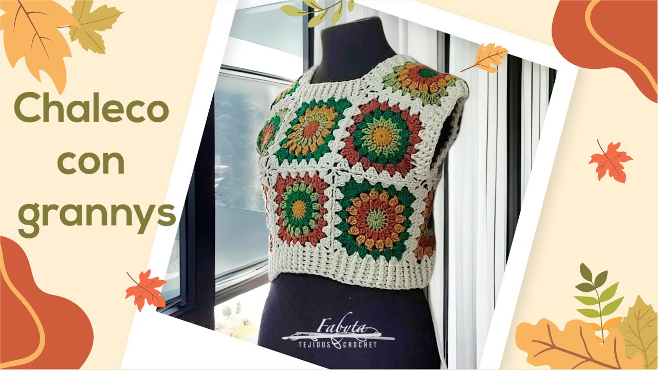Chaleco con grannys en crochet que se adapta a todos los tamaños
