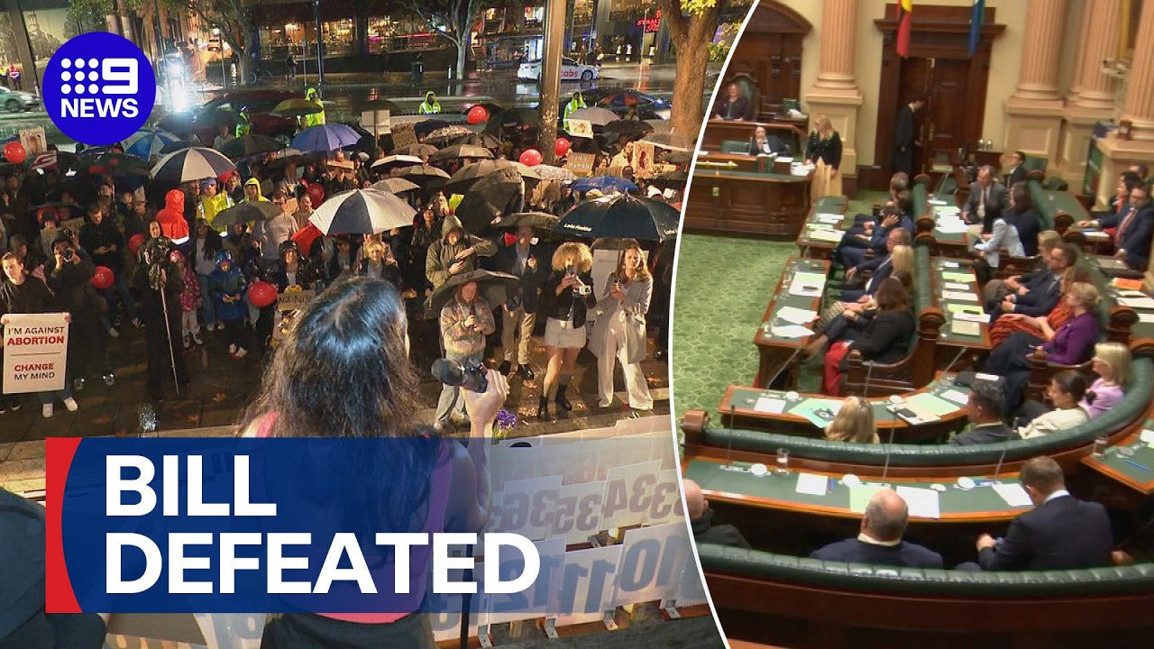Controversial abortion law changes dramatically voted down | 9 News Australia