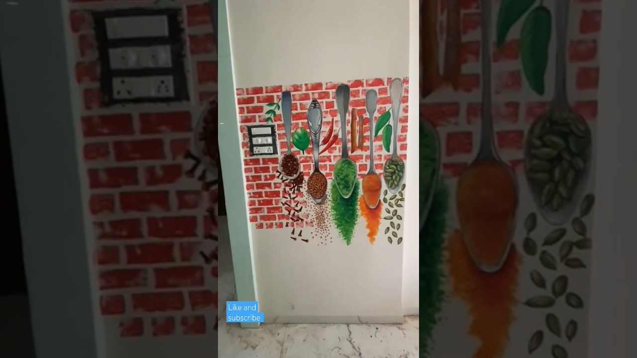 best wall painting/modular kitchen design/beautiful kitchen design #kitchen#wallpainting#art