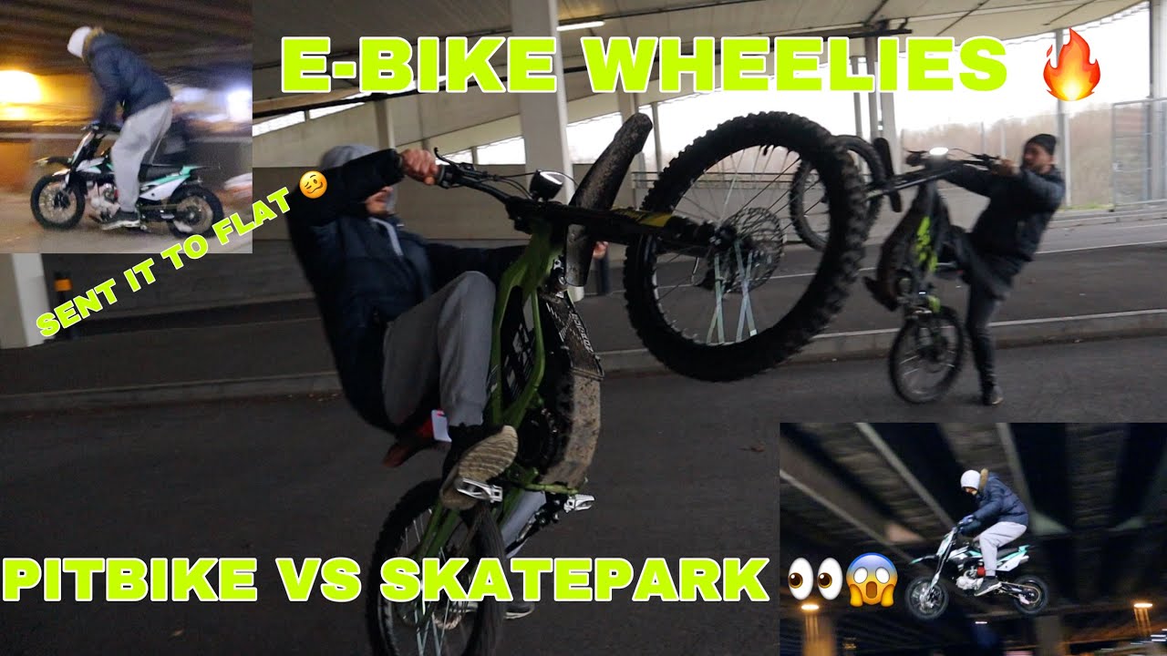 SUNDAY FUNDAY - SUR RON E-BIKE WHEELIES!! PIT BIKE VS SKATE PARK!!