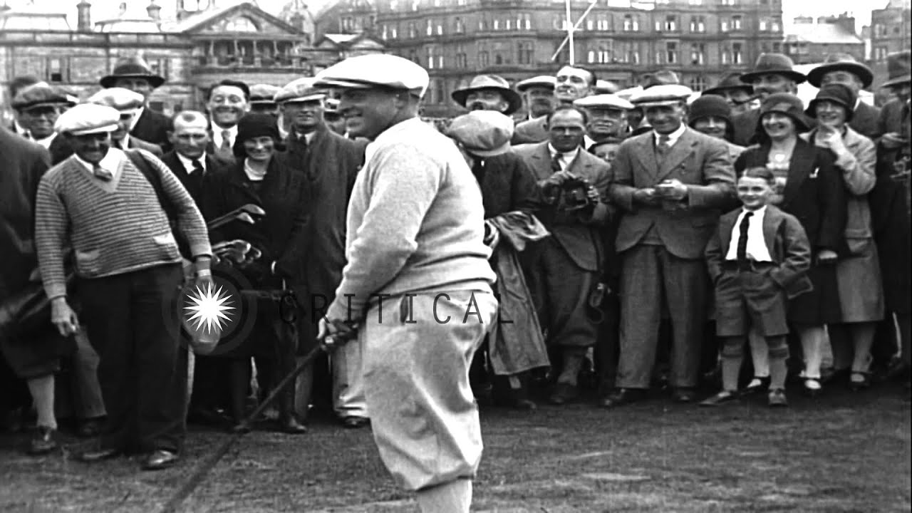 US golf player Bobby Jones wins over  Roger Wethered in Saint Andrews, Scotland. HD Stock Footage