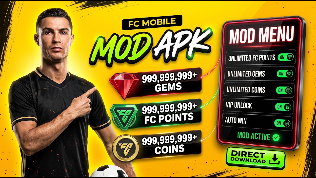 NEW FC Mobile 27.0.04 MOD APK | Unlimited Gems & FC Coins MOD MENU Gameplay