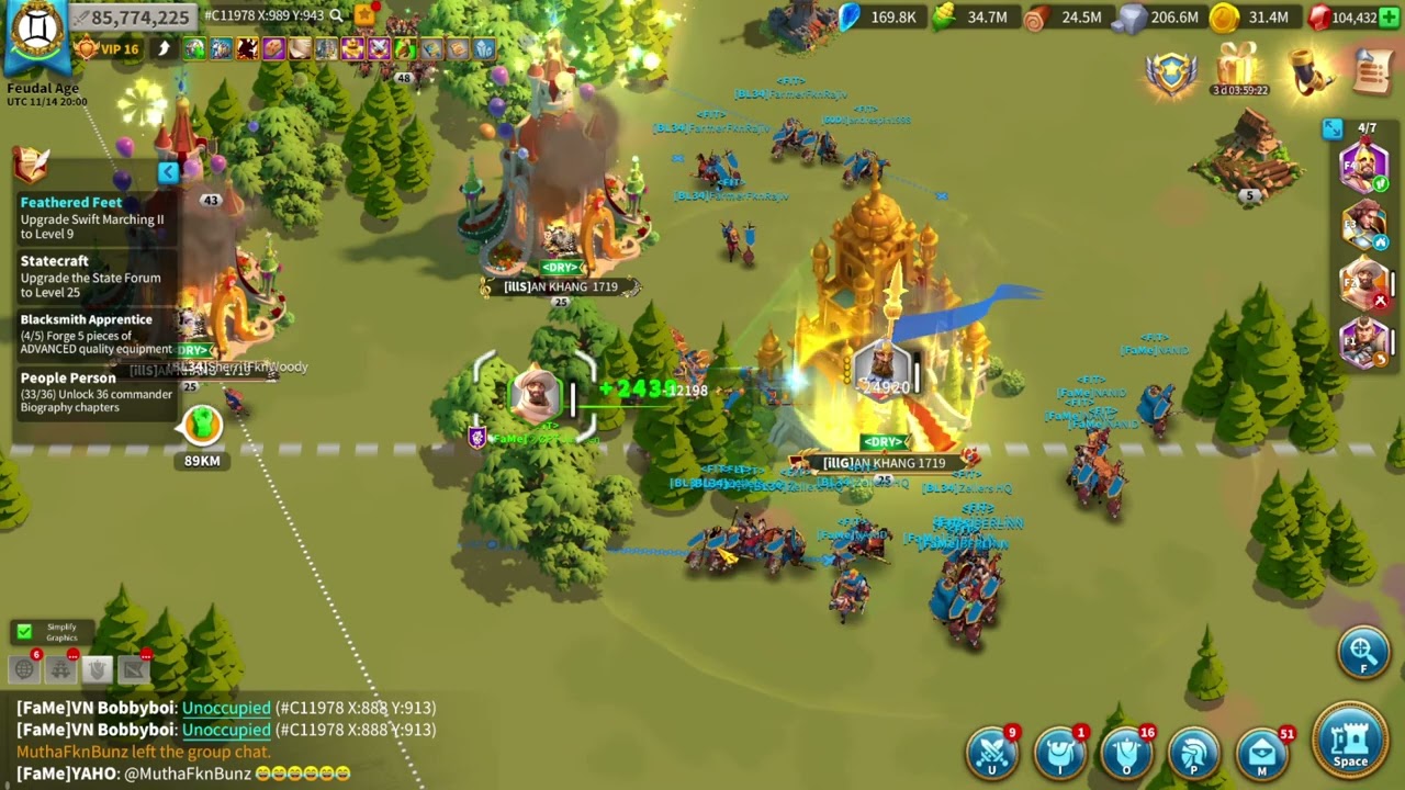 Tariq ibn Ziyad / Liu Che city rally destroys his garrison in Rise Of Kingdoms