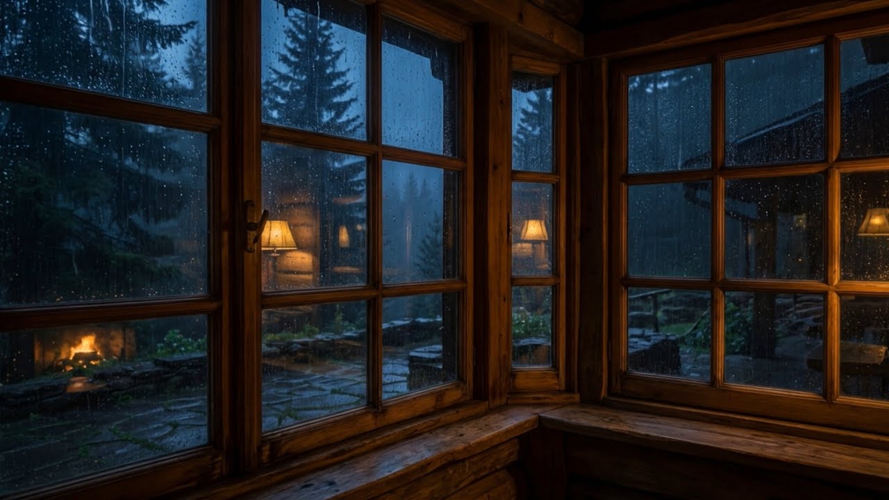 Cozy night rainstorm for sleep | 7 Hours