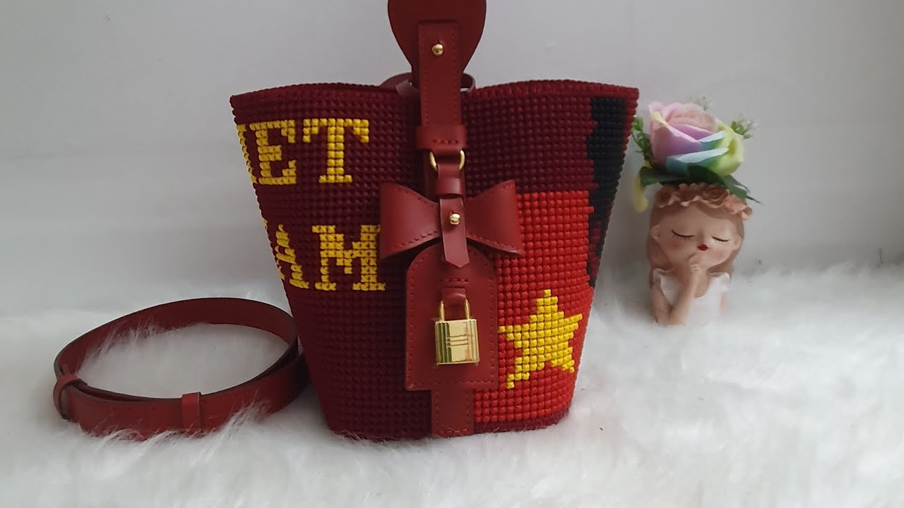 Mẫu 32: HD làm túi Lv Nơ thêu chữ thập(p1)