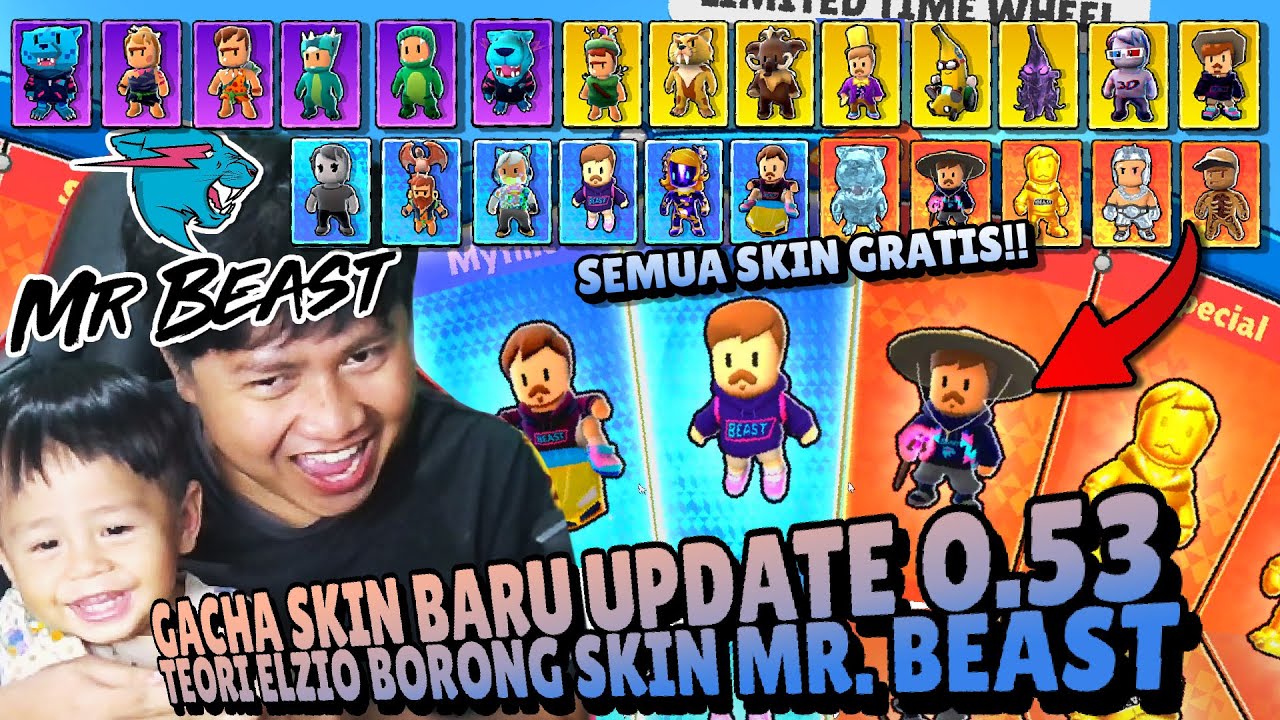 GACHA SKIN MR. BEAST TERBARU DI UPDATE 0.53 PAKE TEORI ELZIO AUTO BORONG SKIN MR. BEAST Stumble Guys