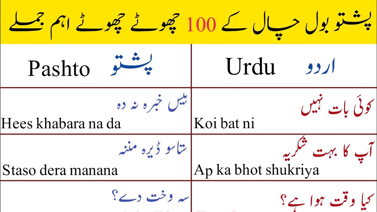Lesson 1 Pashto Basic Phrases For Beginners | Daily Routine Sentences in Pashto | Learn Basic PASHTO