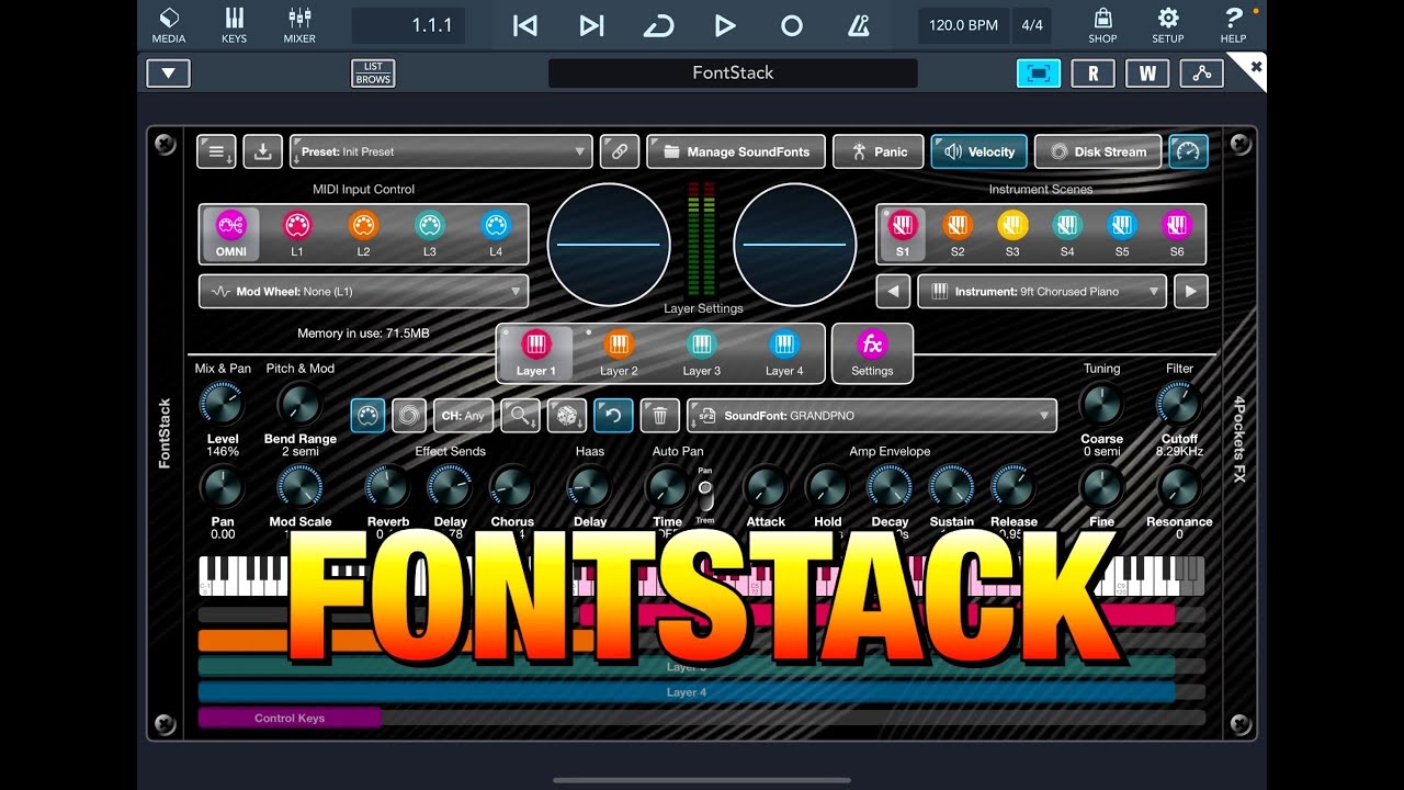 FontStack - Multi-Layer SoundFont Player - On SALE for a Limited Time - Demo for the iPad