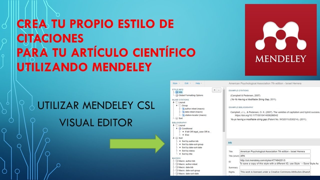 Crea tu propio estilo de citaciones para tu artículo científico utilizando Mendeley