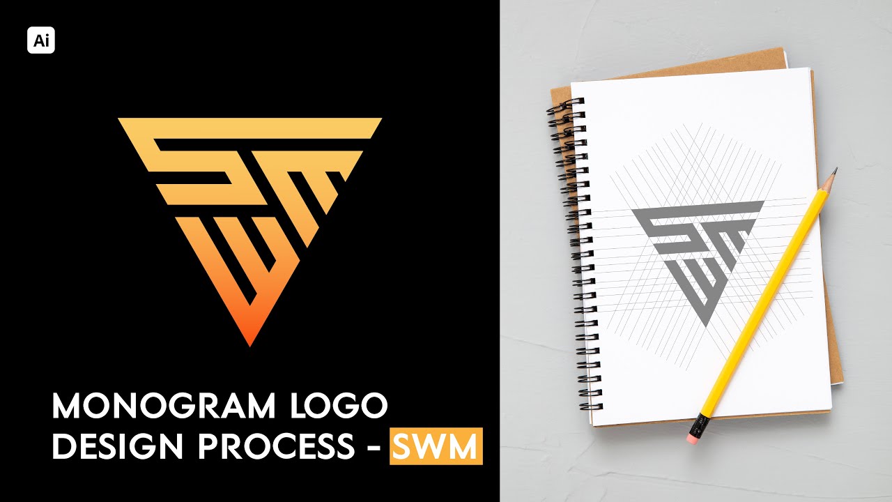 Monogram Logo Design Process On Triangle | Adobe Illustrator Tutorial