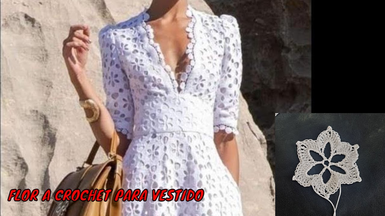 FLOR A CROCHET PARA VESTIDO