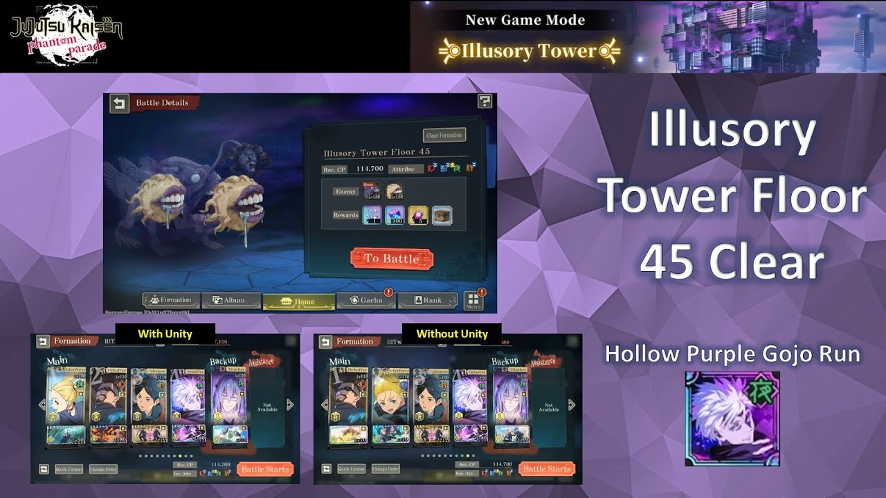 Illusory Tower Floor 45 Runs with Hollow Purple Gojo