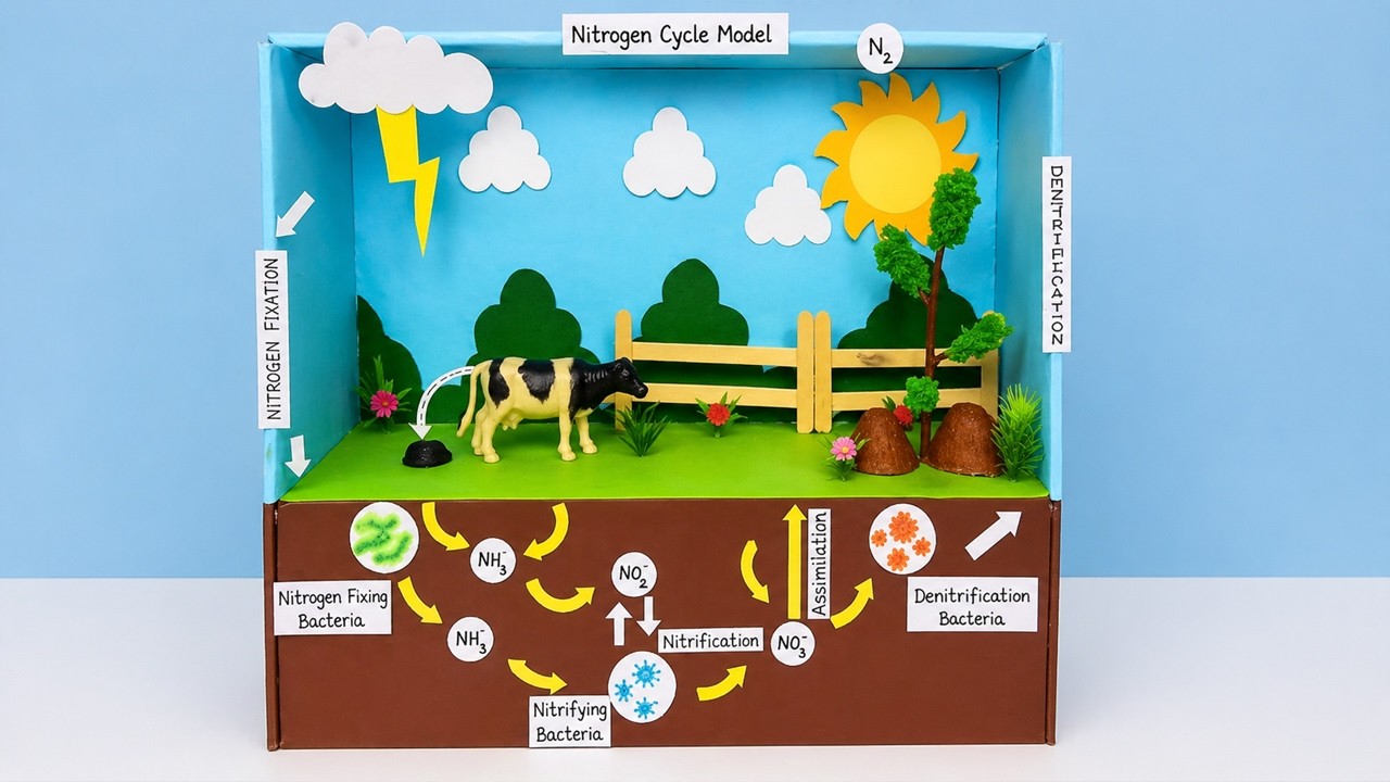 nitrogen cycle model for science exhibition project | diy at home | howtofunda
