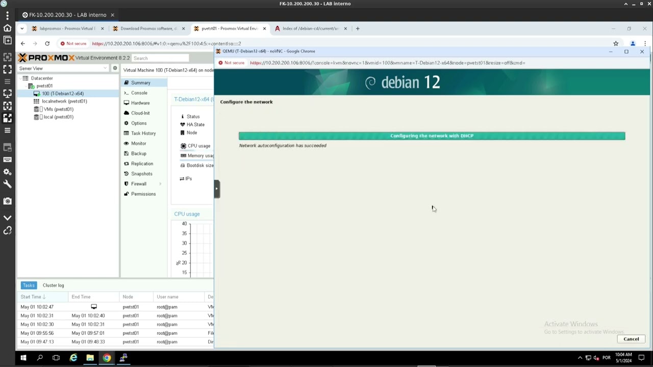 03 - Proxmox 8.x: Criando, Clonando e Iniciando uma VM Debian 12 passo a passo.
