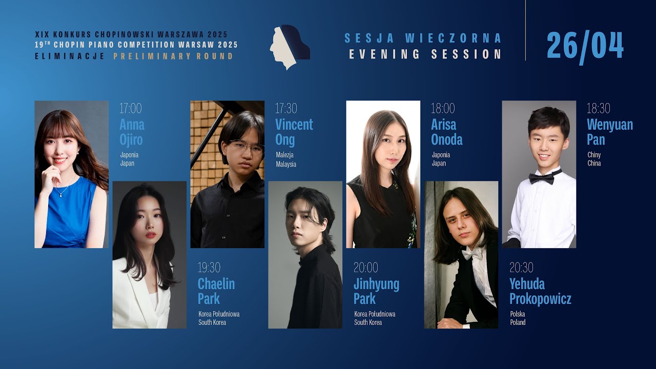 The 19th International Fryderyk Chopin Piano Competition (preliminary round) 2nd session, 26.04.2025
