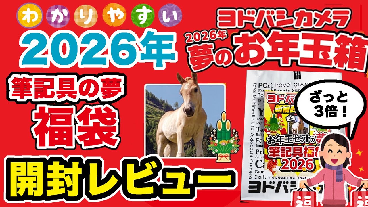 【#ヨドバシカメラ福袋】実はおすすめ！#2026福袋 #夢のお年玉箱  #夢の筆記具福袋セット 開封レビュー【#福袋】#ヨドバシ #ヨドバシカメラ #福袋2026 #文具福袋 #文房具福袋 #LAMY