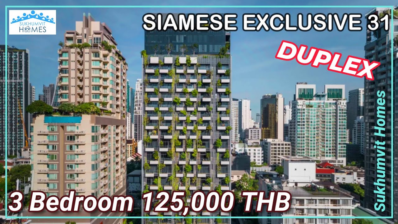 Luxury Duplex For Rent Bangkok Siamese Exclusive 3 bedroom 125,000 THB Monthly