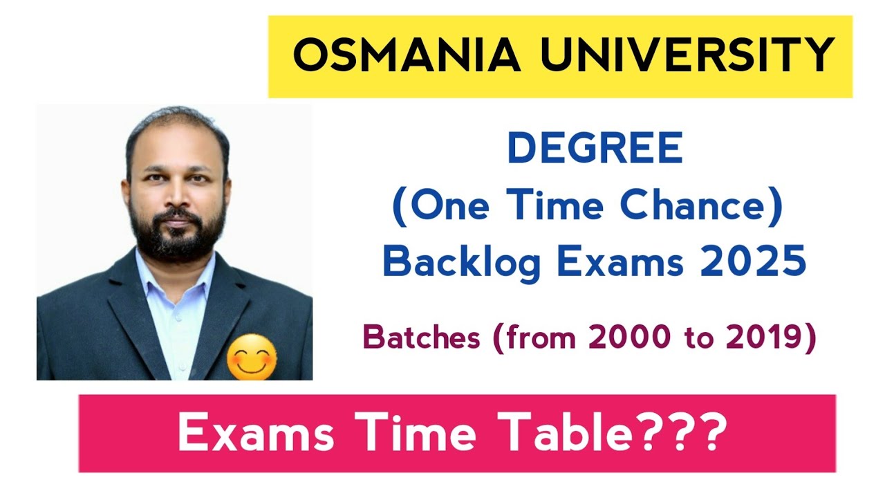 When OU Conduct UG Degree One Time Chance Backlog Exams 2025 ??? Exam Time Table