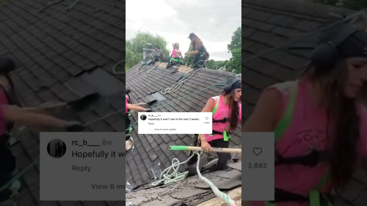 The funny comments - Women replacing roof of a house   #duet #stitchfan #construction