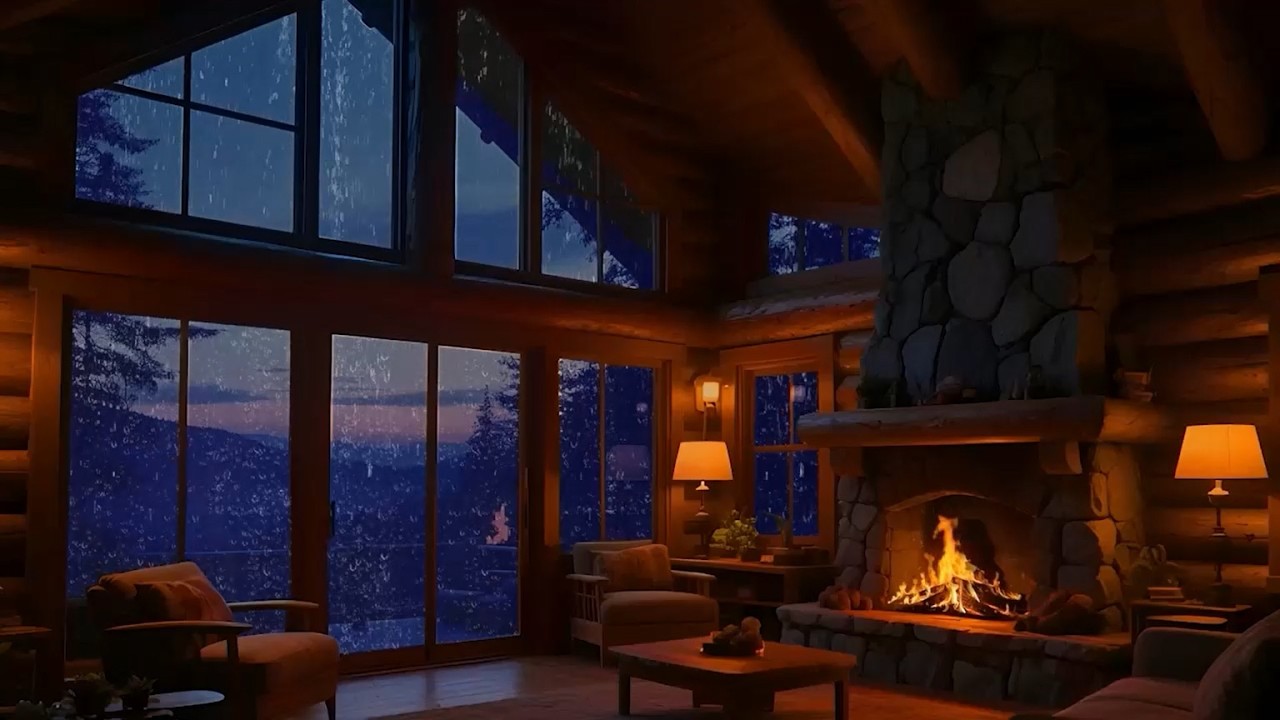 🔴 LIVE Rain Sounds for Deep Sleep 🌙 | Deep Sleep Fireplace Ambience