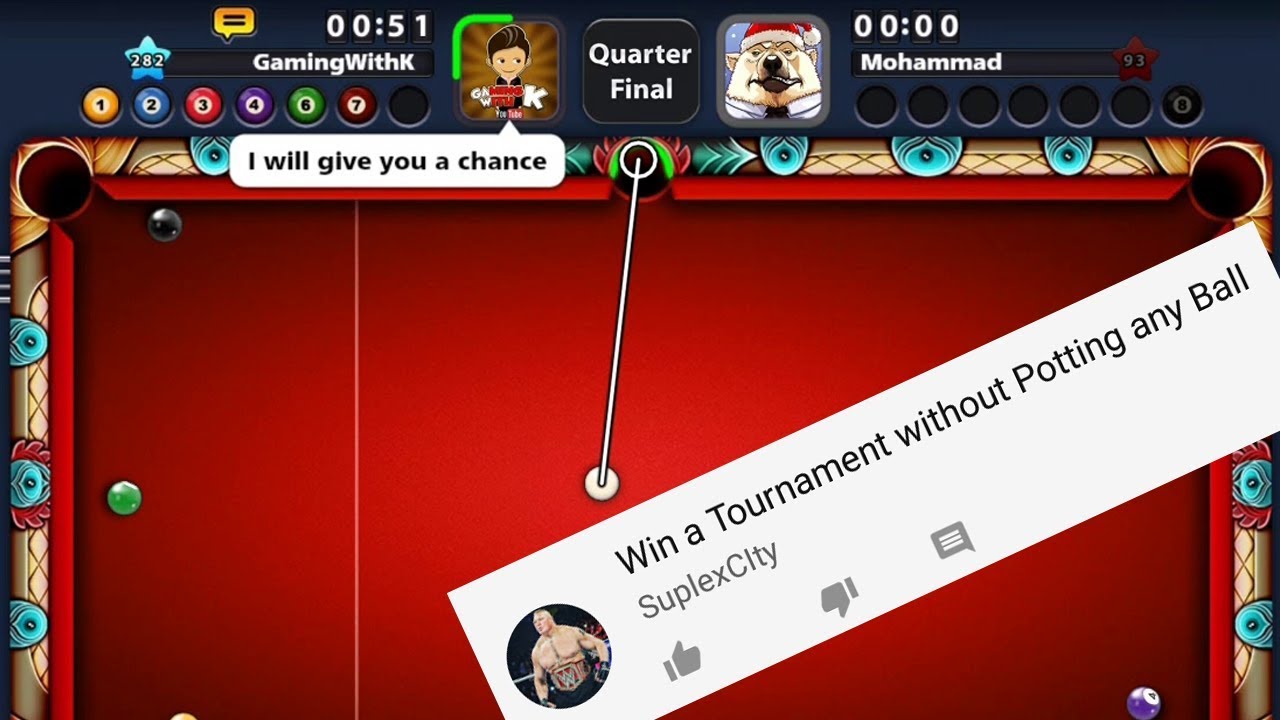 LOL - Giving Chance to Opponent while He has No Time to Play - 8 Ball Pool - Miniclip