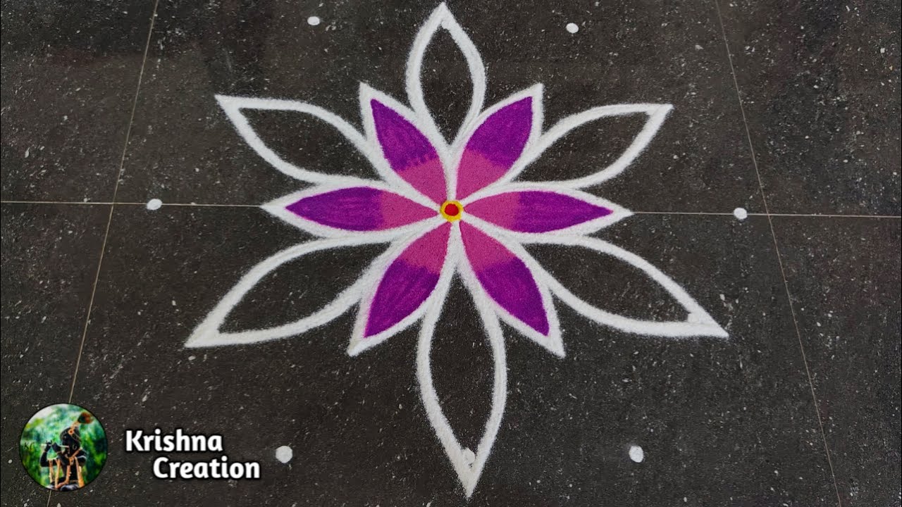 Diwali 2025 Special Lotus Rangoli Design | 5*3 Deepavali Rangoli Kolam | Diwali Easy Rangoli Muggulu