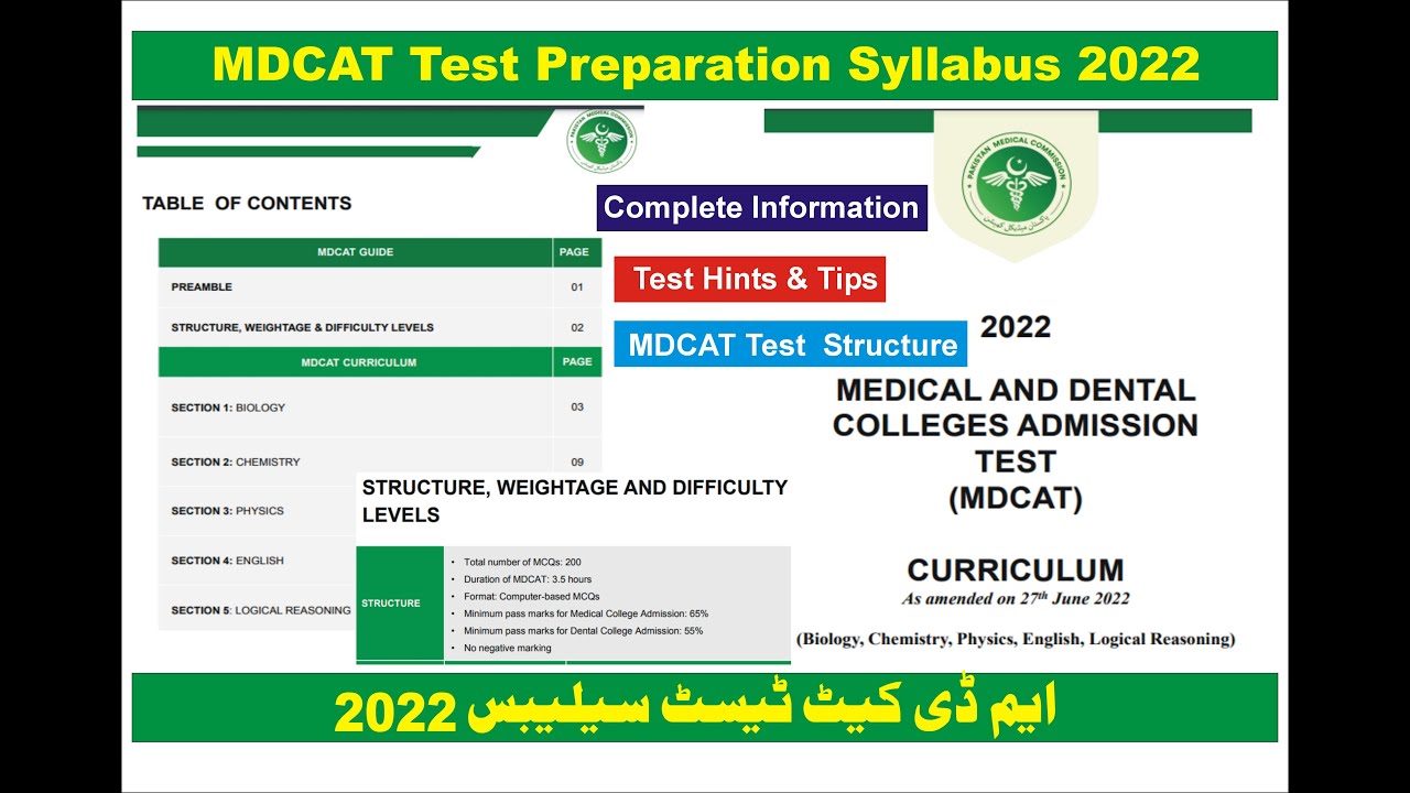 MDCAT Test Structure 2022| MDCAT Syllabus Test Pattern 2022|Star Studio