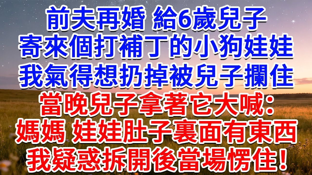 前夫再婚，給6歲兒子寄來個打補丁的小狗娃娃，我氣得想扔掉被子攔住，當晚兒子拿著它大喊：媽媽，娃娃肚子裏面有東西！我疑惑拆開後當場愣住！#為人處世 #生活經驗 #情感故事 #故事 #小說  #婚姻