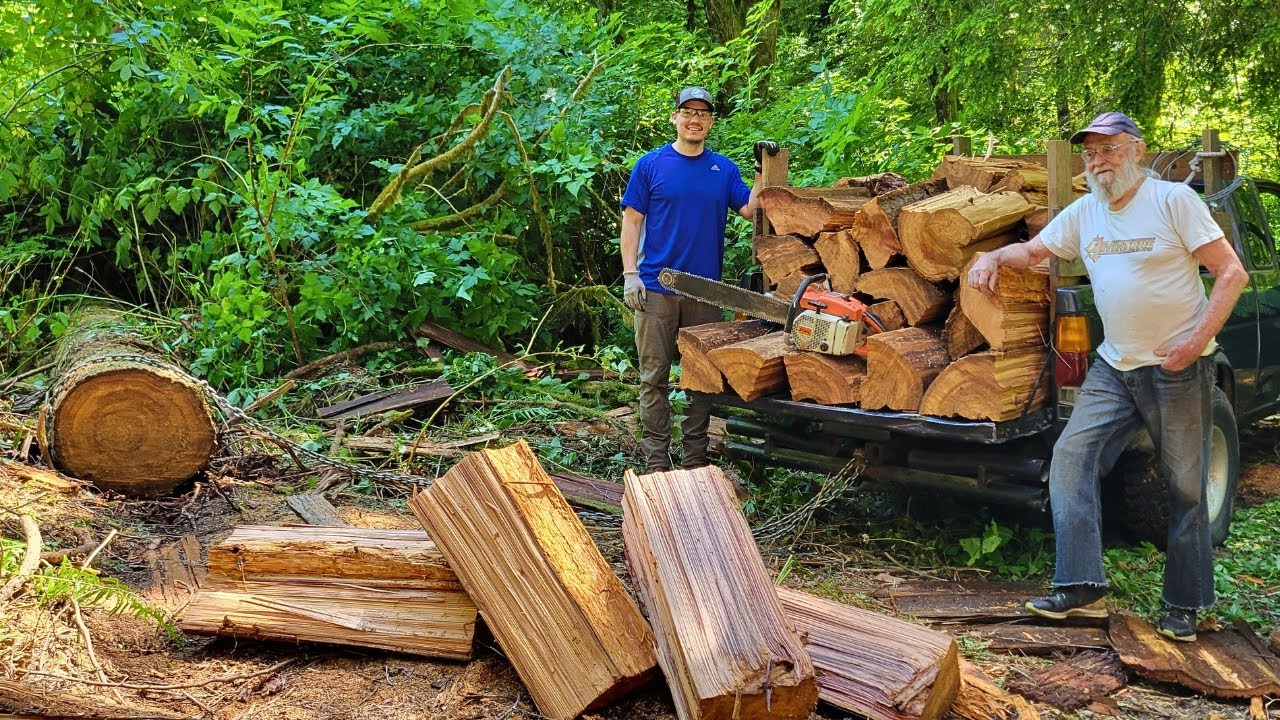 Cutting Another Truckload of Cedar Bolts at Neighbor Al's | Log Woodshed Build Part 7