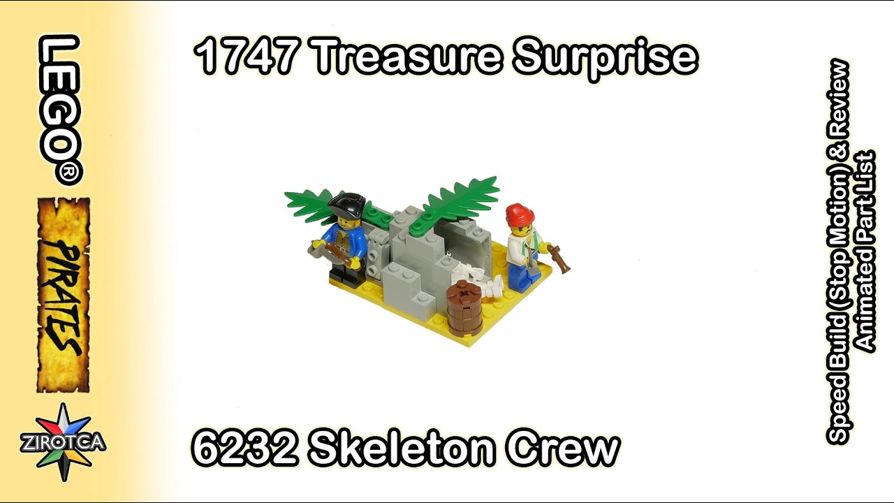 LEGO Pirates 1747 Treasure Surprise & 6232 Skeleton Crew | Speed Build, Review & Animated Part List
