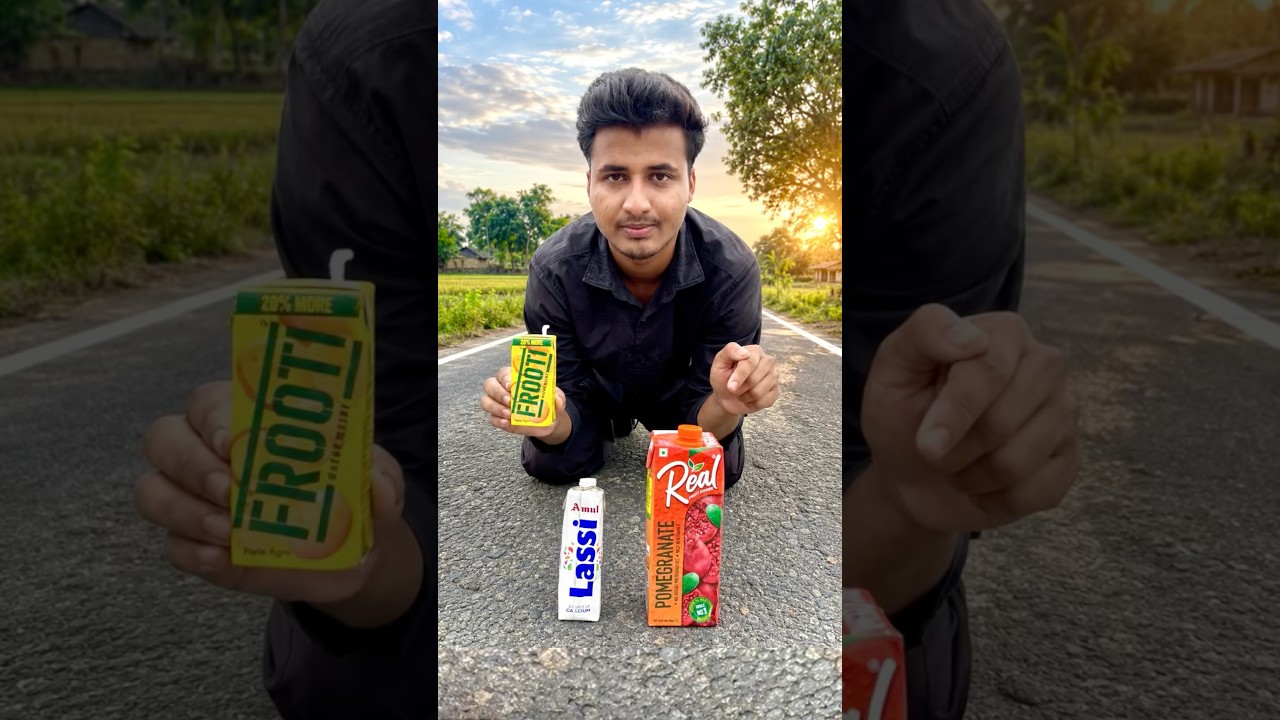 😲Real pomegranate juice & Lassi and frooti test😜#shorts