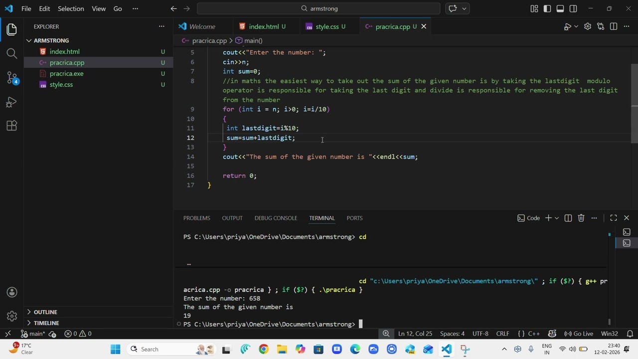 Sum of the number using for and while loop in c++ programming language