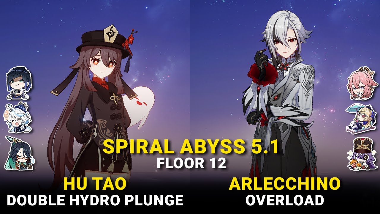 C0 Hu Tao Vaporize & C0 Arlecchino Overload | NEW Spiral Abyss 5.1 Floor 12 | Genshin Impact 5.1