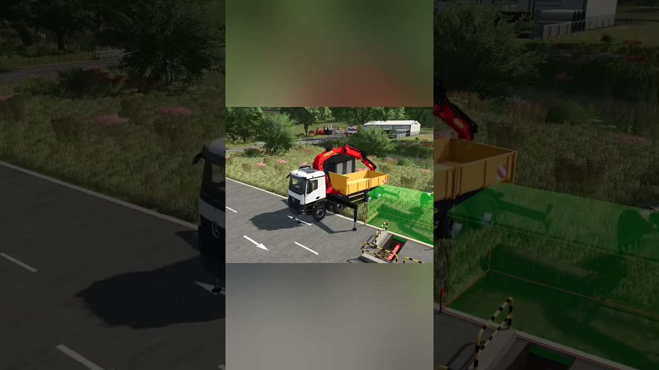 Placing the transformer on site with Mercedes Arocs and Palfinger #FarmingSimulator25 #FS25 #LS25
