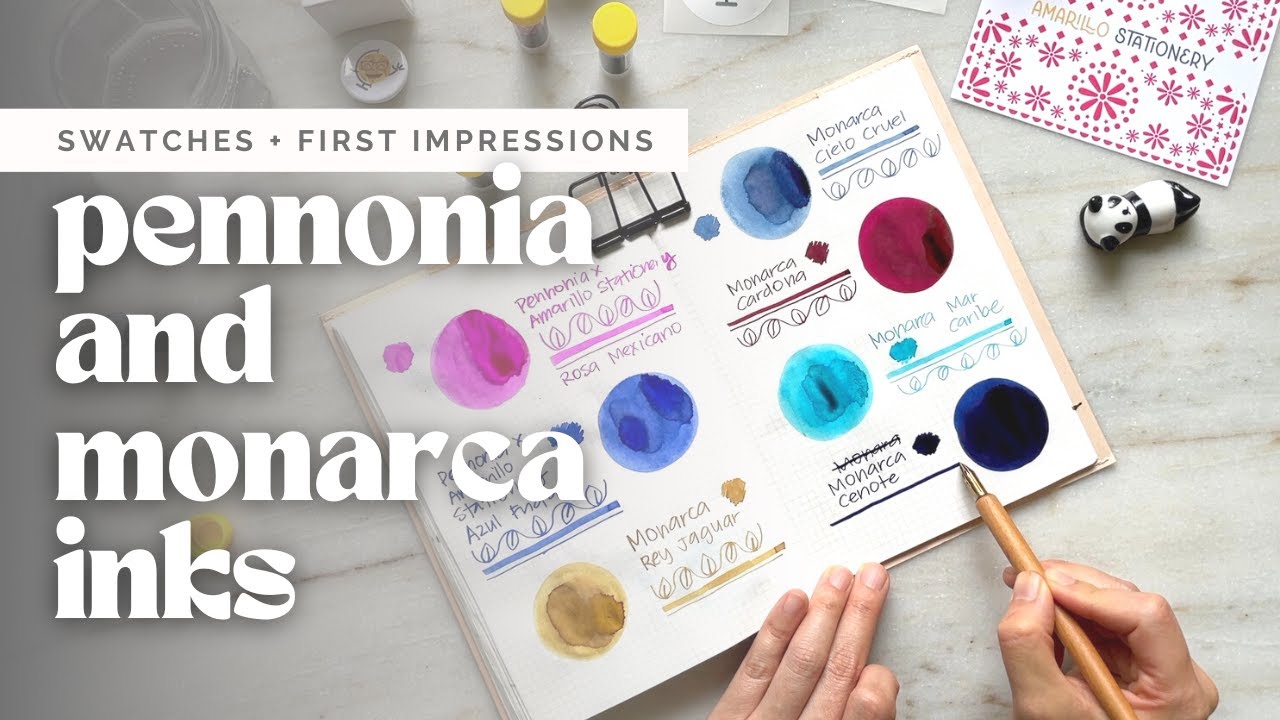 Swatching Inks and Close-ups: Pennonia x Amarillo Stationery and Monarca Inks